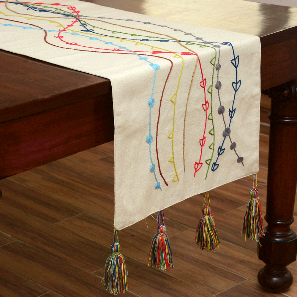 Multi Colored Embroidery Table Runner Salil Multi Colored Embroidery Table Runner