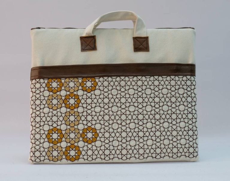 Geomatric Laptop Bag Beige x Brown EGP 450