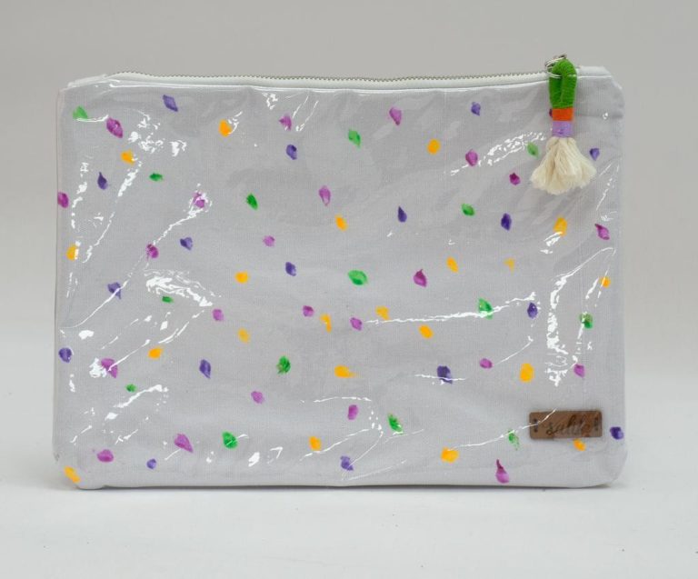 White x Multi Color Dotted Plastic Clutch EGP 250