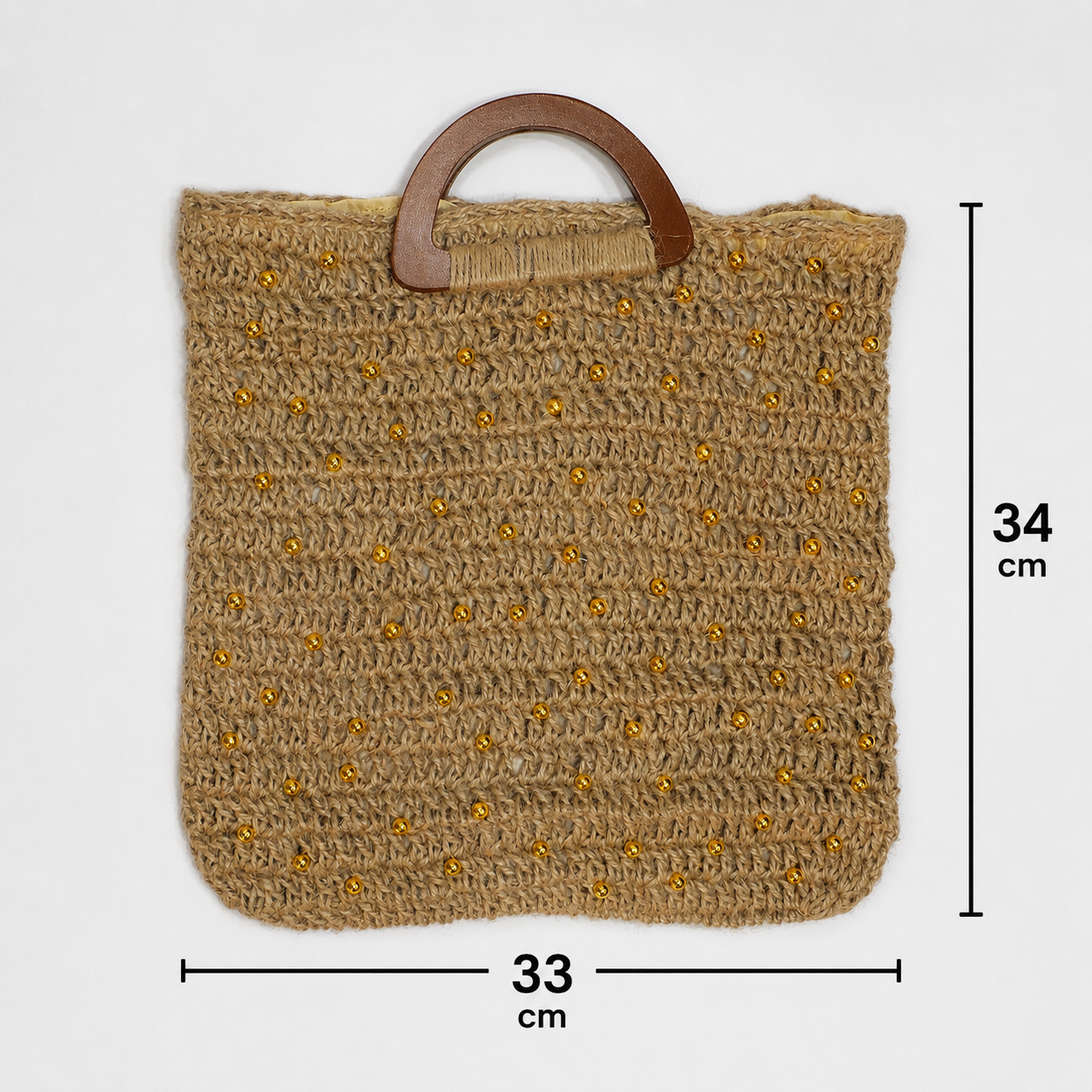 Beaded Bag with Wooden Handle - Image 2