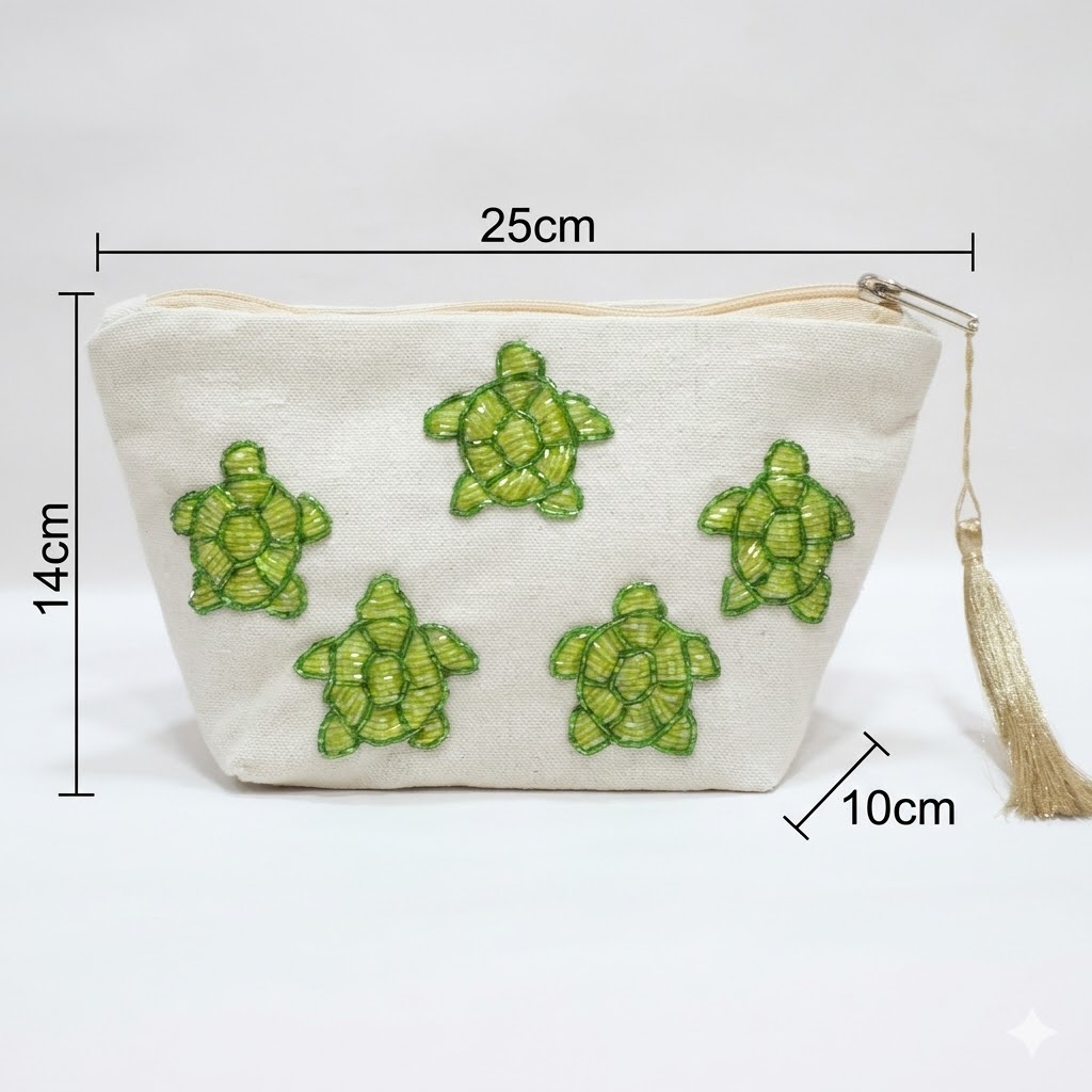 Beaded Turtle Makeup Bag - Image 3