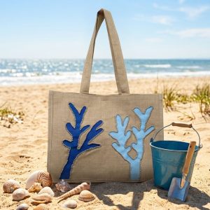 Hand-Colored Beaded Beach Bag