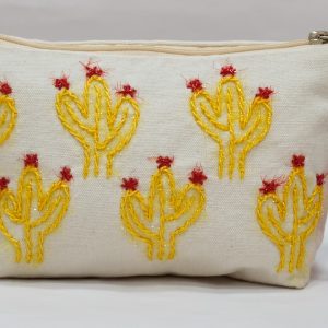 Embroidered Cactus Makeup Bag