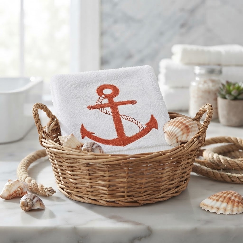 Anchor Embroidered Towel - Image 3
