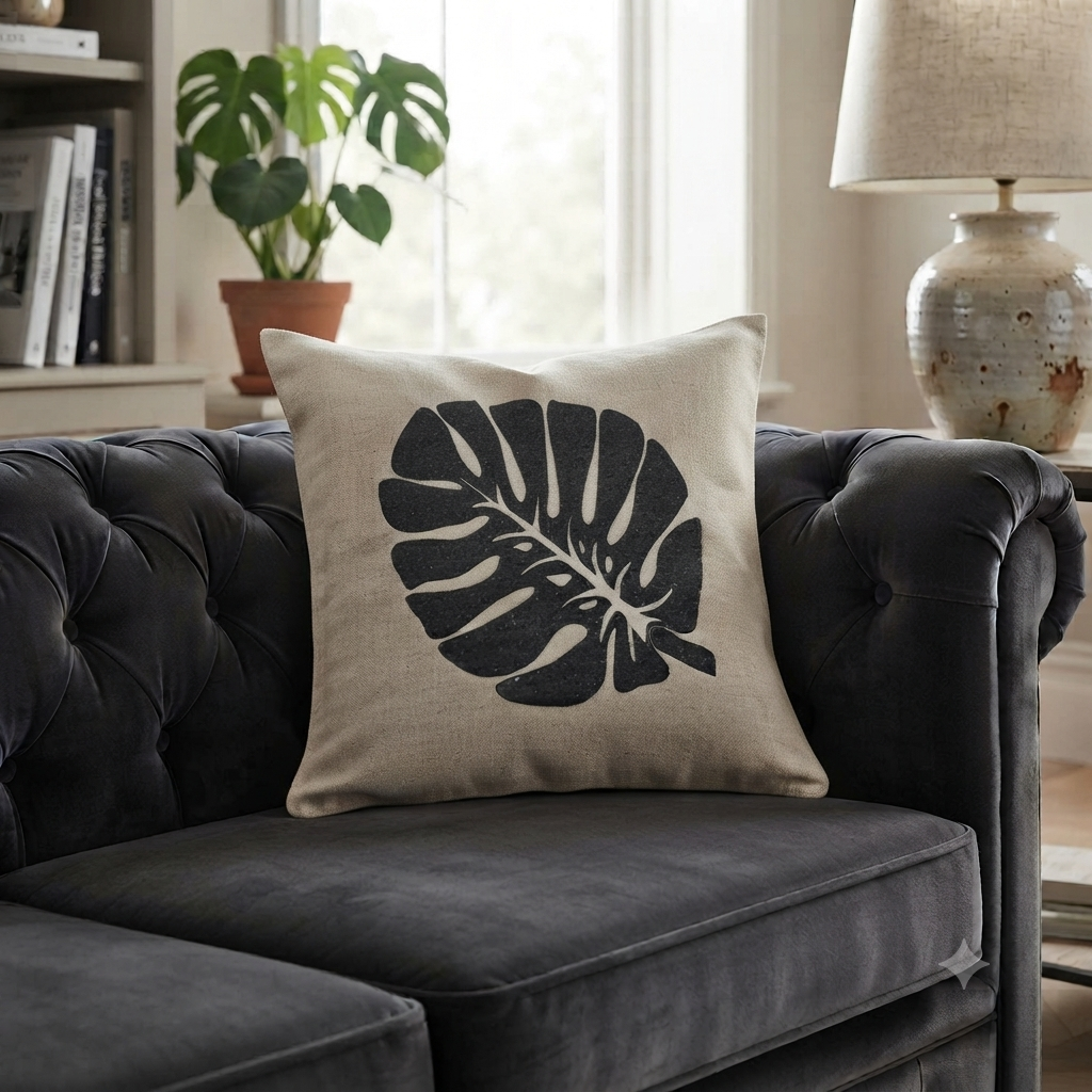 Black Leaf Cushion