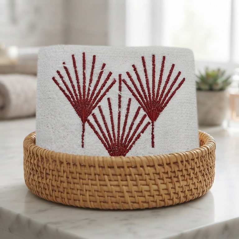 Lotus Green Embroidered Towel