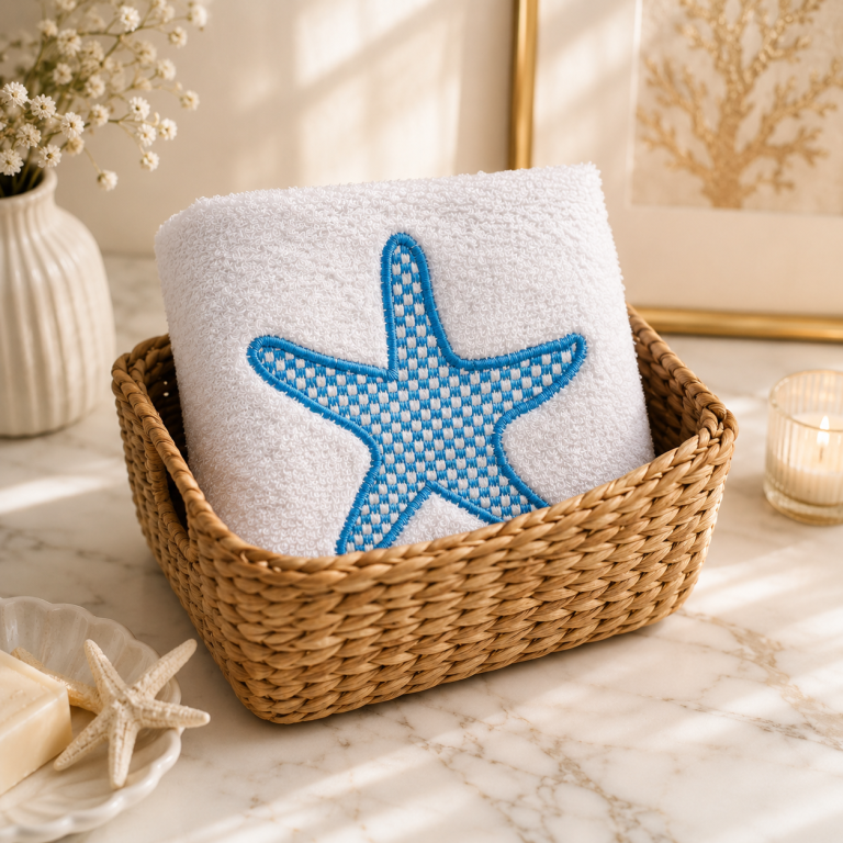 Star Fish Embroidered Towles