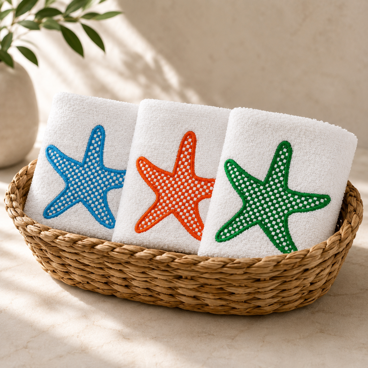 Star Fish Embroidered Towles