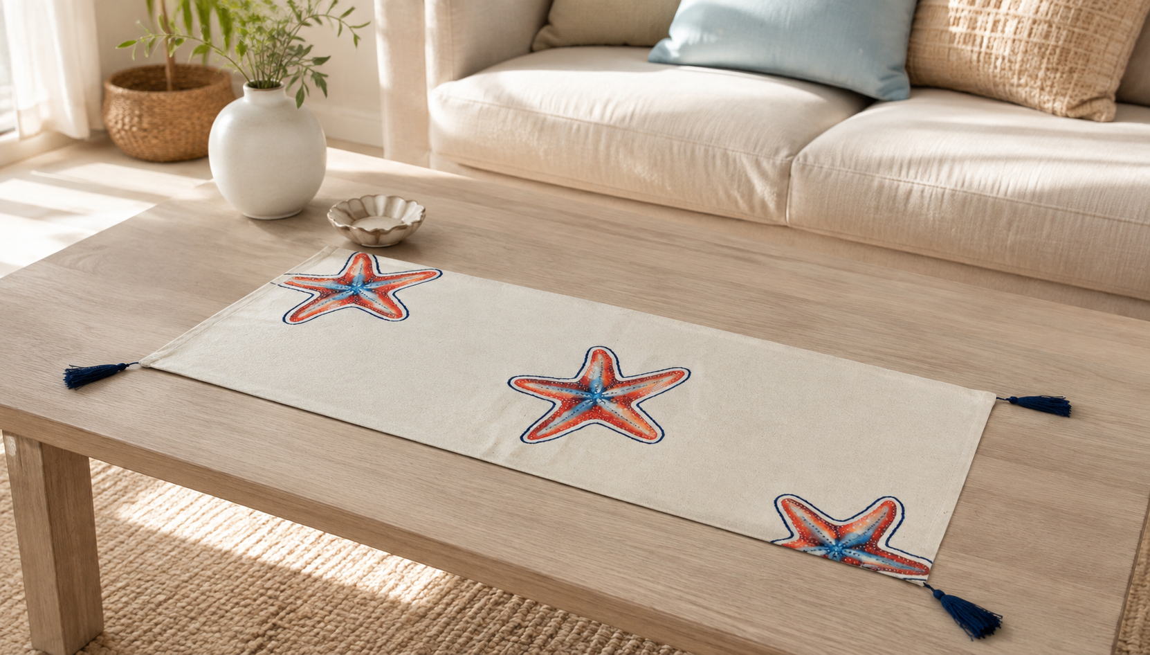 Sea Star Embroidered Runner - Image 2